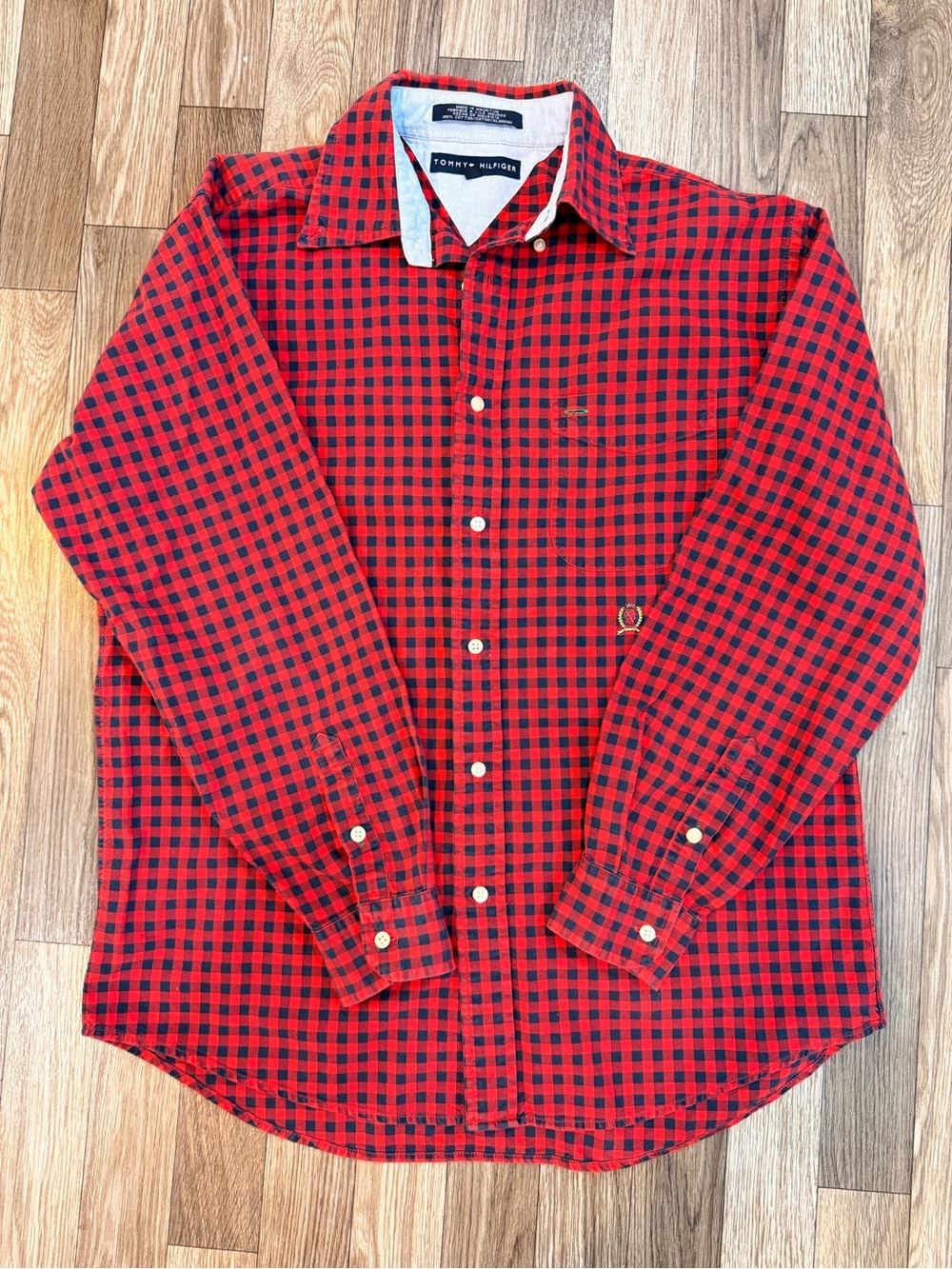 Tommy Hilfiger Red and Black Check Button-Down Shirt - Men's